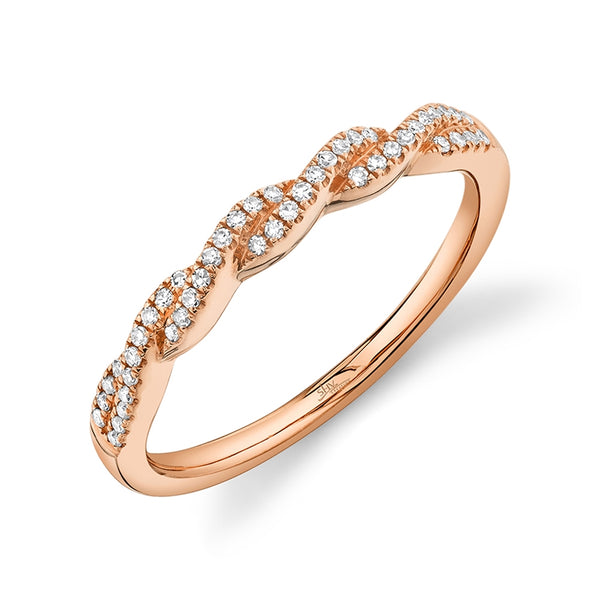 14K Rose Gold Diamond Twist Band-Rings-Maurice's Jewelers-ROSE GOLD-