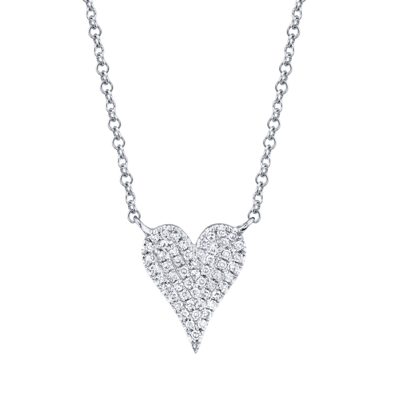 14K Rose Gold Pave Diamond Heart Necklace (Small)-Necklaces-Maurice's Jewelers-WHITE GOLD-