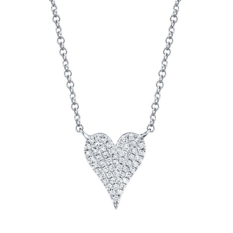 14K Rose Gold Pave Diamond Heart Necklace (Small)