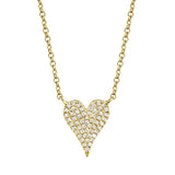 14K White Gold Pave Diamond Heart Necklace (Small)