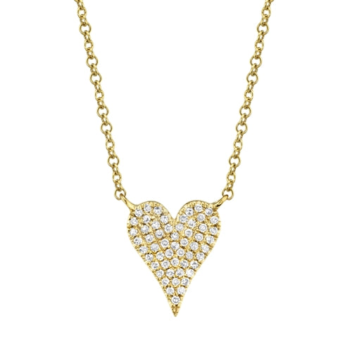 14K White Gold Pave Diamond Heart Necklace (Small)