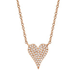 14K Rose Gold Pave Diamond Heart Necklace (Small)-Necklaces-Maurice's Jewelers-ROSE GOLD-