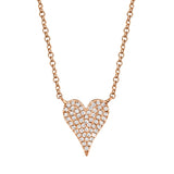 14K Rose Gold Pave Diamond Heart Necklace (Small)