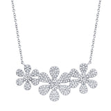 14K Yellow Gold Diamond Tri-Flower Necklace-Necklaces-Maurice's Jewelers-WHITE GOLD-