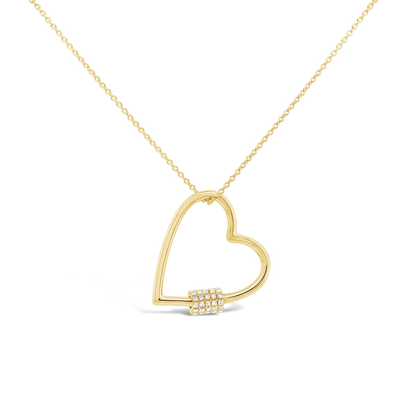 14K White Gold Diamond Heart Charm Holder Necklace Yellow Gold