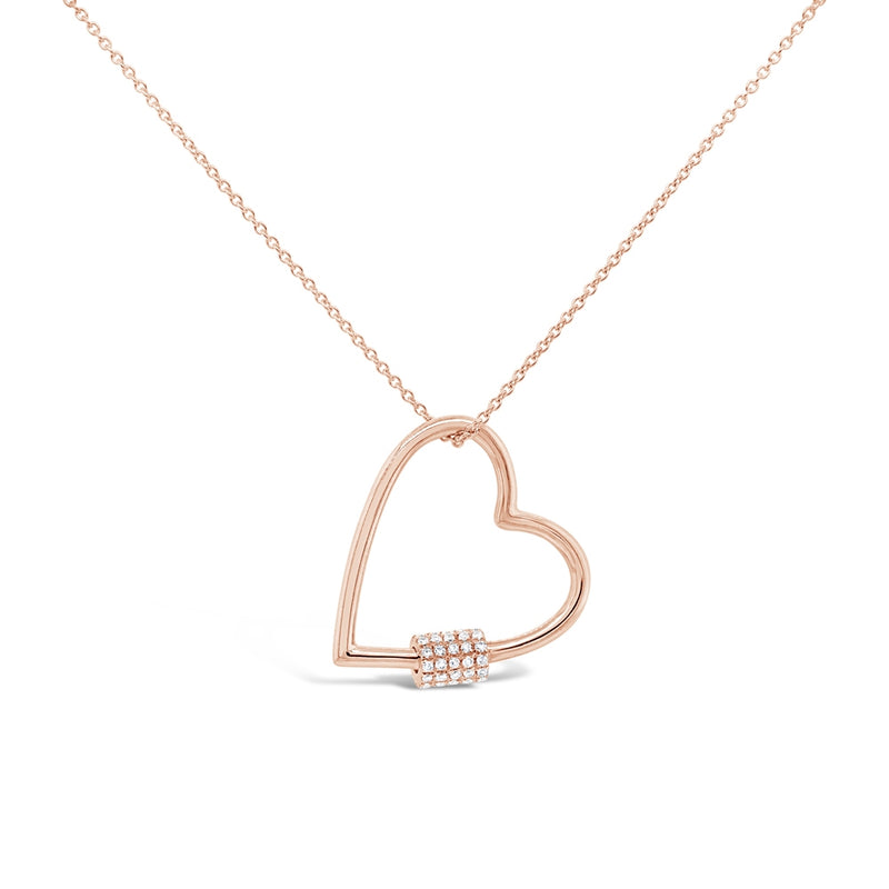14K Rose Gold Diamond Heart Charm Holder Necklace