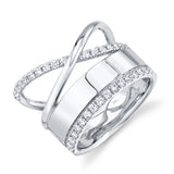 14K White Gold Diamond Polished Crossover Ring-Rings-Maurice's Jewelers-WHITE GOLD-