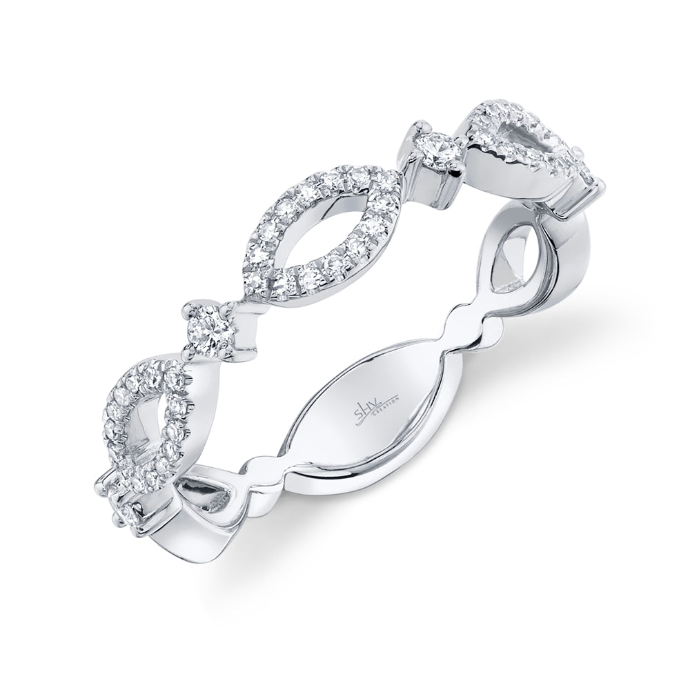14K White Gold Diamond Open Design Stackable Ring – Maurice's Jewelers