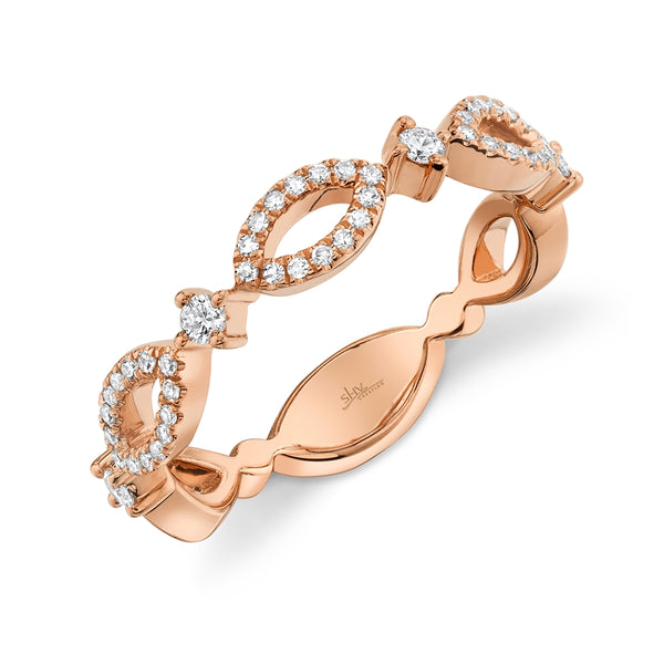 14K Rose Gold Diamond Open Design Stackable Ring