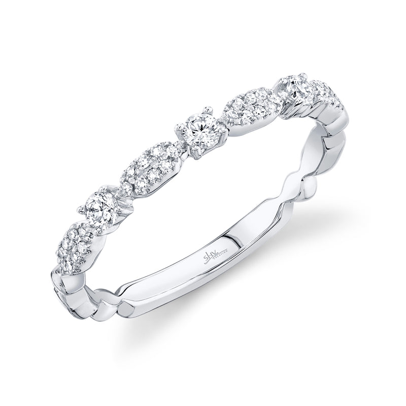 14K White Gold Diamond Stackable Ring