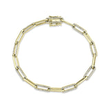 14K Yellow Diamond Paper Clip Link Bracelet