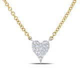 14K Two Tone Gold Pave Diamond Heart Necklace (Mini)