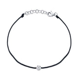 14K White Gold Red String Diamond Bezel Bracelet