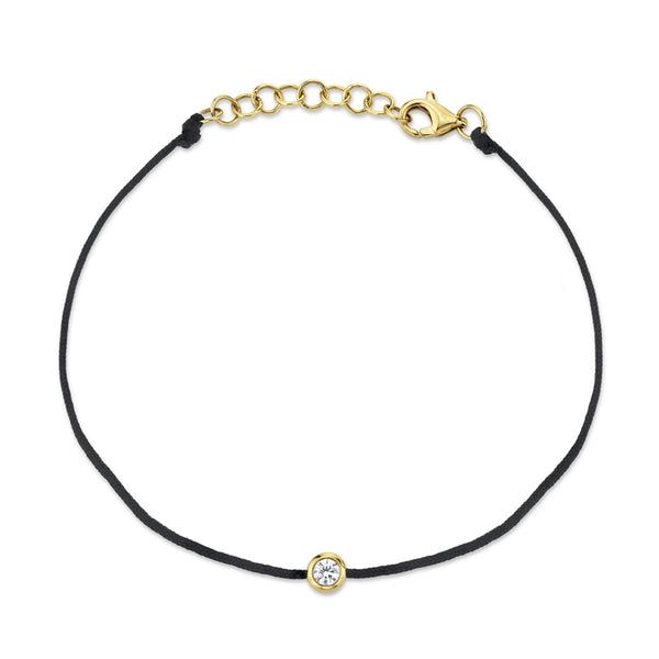 14K Yellow Gold Red String Diamond Bezel Bracelet-Bracelets-Maurice's Jewelers-BLACK-