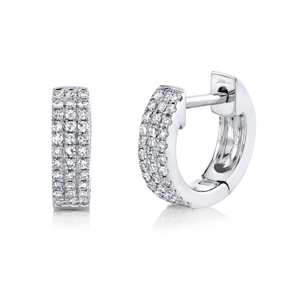 14K White Gold Pave Huggie Earring-EARRINGS-Maurice's Jewelers-WHITE GOLD-