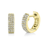 14K Yellow Gold Pave Huggie Earring