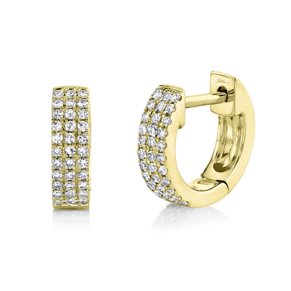 14K White Gold Pave Huggie Earring-EARRINGS-Maurice's Jewelers-YELLOW GOLD-