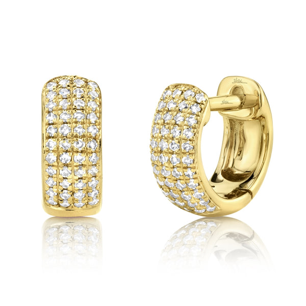 14K Yellow Gold Diamond Pave Huggie Earring