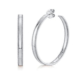 14K Yellow Gold Diamond High Polished Hoop Earring-EARRINGS-Maurice's Jewelers-WHITE GOLD-