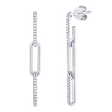14K Yellow Gold Diamond Link Drop Earrings-EARRINGS-Maurice's Jewelers-WHITE GOLD-