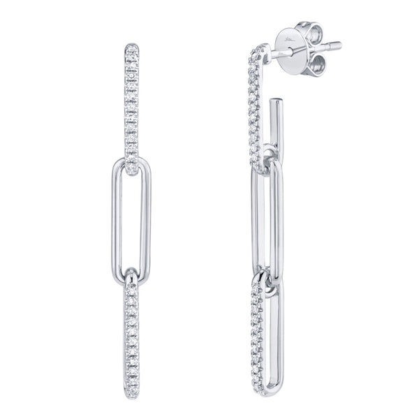 14K Yellow Gold Diamond Link Drop Earrings-EARRINGS-Maurice's Jewelers-WHITE GOLD-