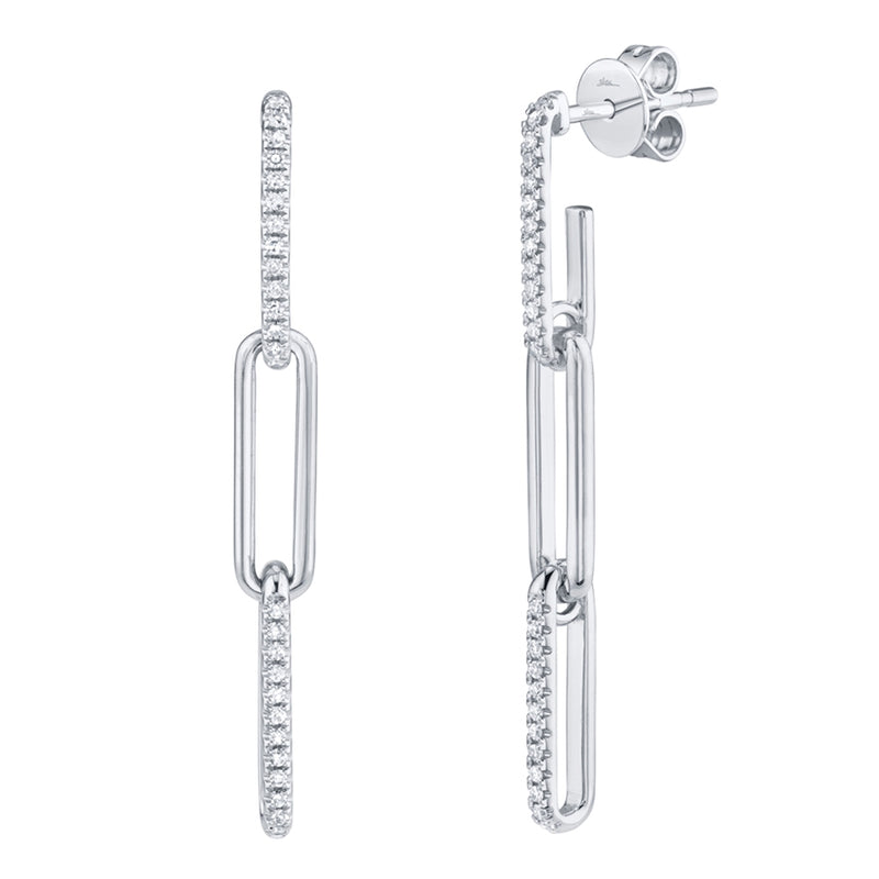 14K Yellow Gold Diamond Link Drop Earrings-EARRINGS-Maurice's Jewelers-WHITE GOLD-