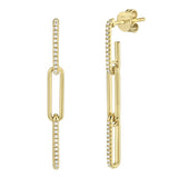 14K Yellow Gold Diamond Link Drop Earrings-EARRINGS-Maurice's Jewelers-YELLOW GOLD-