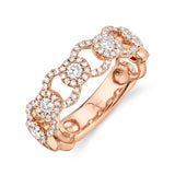 14K Rose Gold Diamond Halo Link Ring