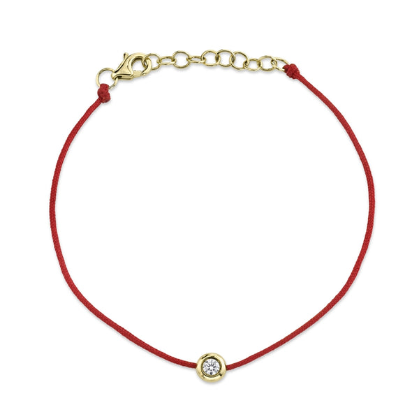 14K Yellow Gold Red String Diamond Bezel Bracelet-Bracelets-Maurice's Jewelers-