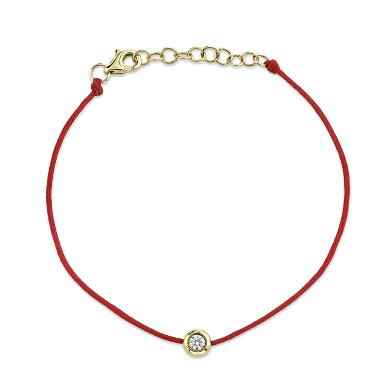 14K Yellow Gold Red String Diamond Bezel Bracelet-Bracelets-Maurice's Jewelers-