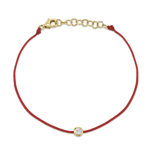 14K Yellow Gold Black String Diamond Bezel Bracelet-Bracelets-Maurice's Jewelers-RED-