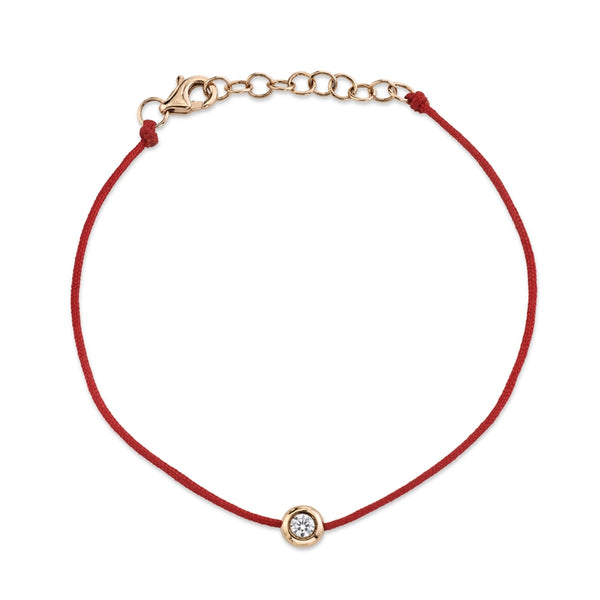 14K Rose Gold Red String Diamond Bezel Bracelet-Bracelets-Maurice's Jewelers-