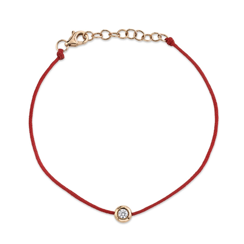 14K Rose Gold Red String Diamond Bezel Bracelet-Bracelets-Maurice's Jewelers-