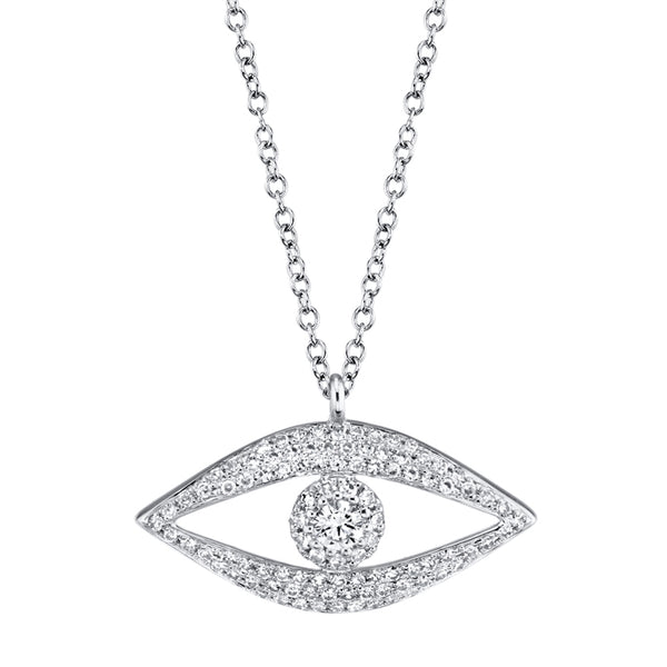 14K White Gold Diamond Evil Eye Necklace-Necklaces-Maurice's Jewelers-
