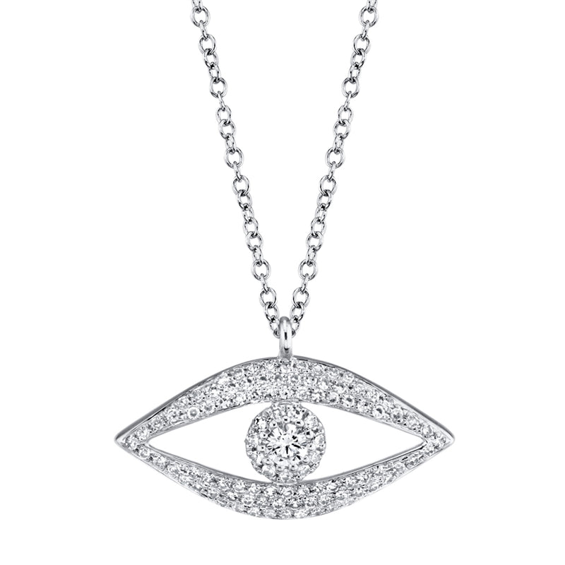 14K White Gold Diamond Evil Eye Necklace-Necklaces-Maurice's Jewelers-