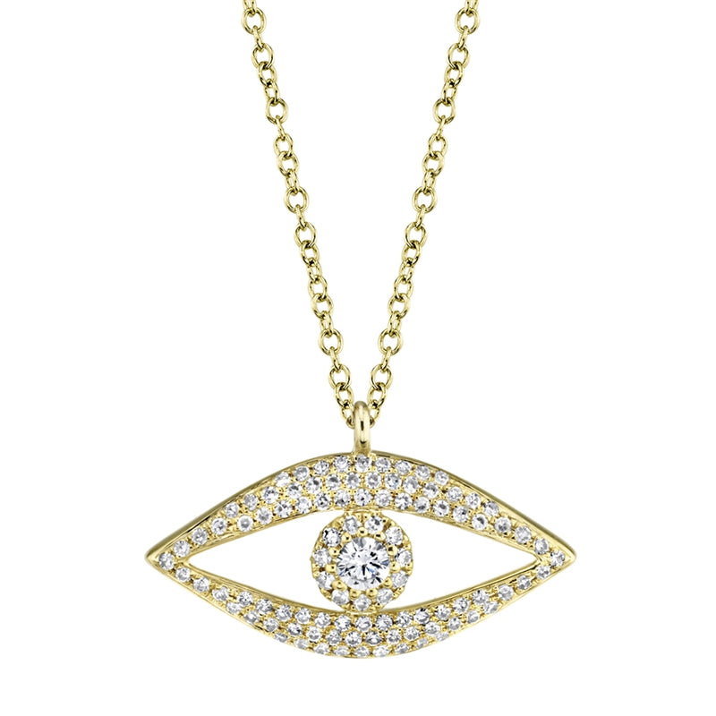 14K Yellow Gold Diamond Evil Eye Necklace-Necklaces-Maurice's Jewelers-