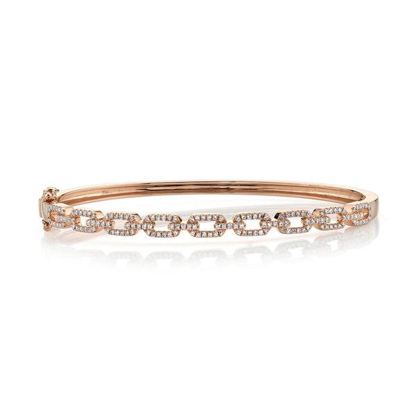 14K Rose Gold Diamond Link Bangle