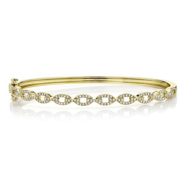 14K Yellow Gold Diamond Link Bangle