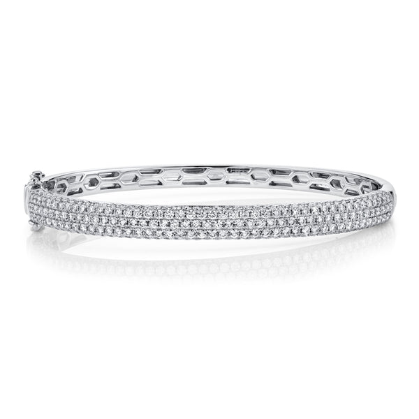 14K Yellow Gold Diamond Pave Thin Bangle