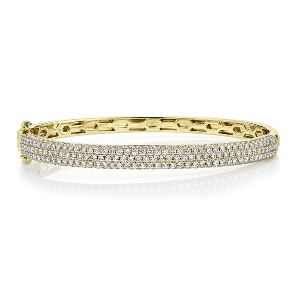 14K White Gold Diamond Pave Thin Bangle