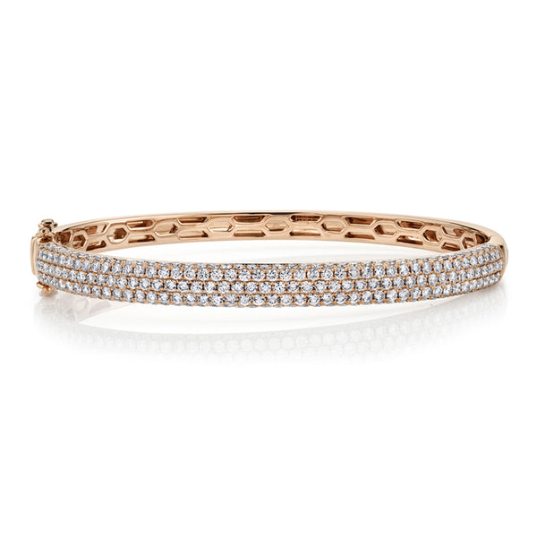 14K Rose Gold Diamond Pave Thin Bangle