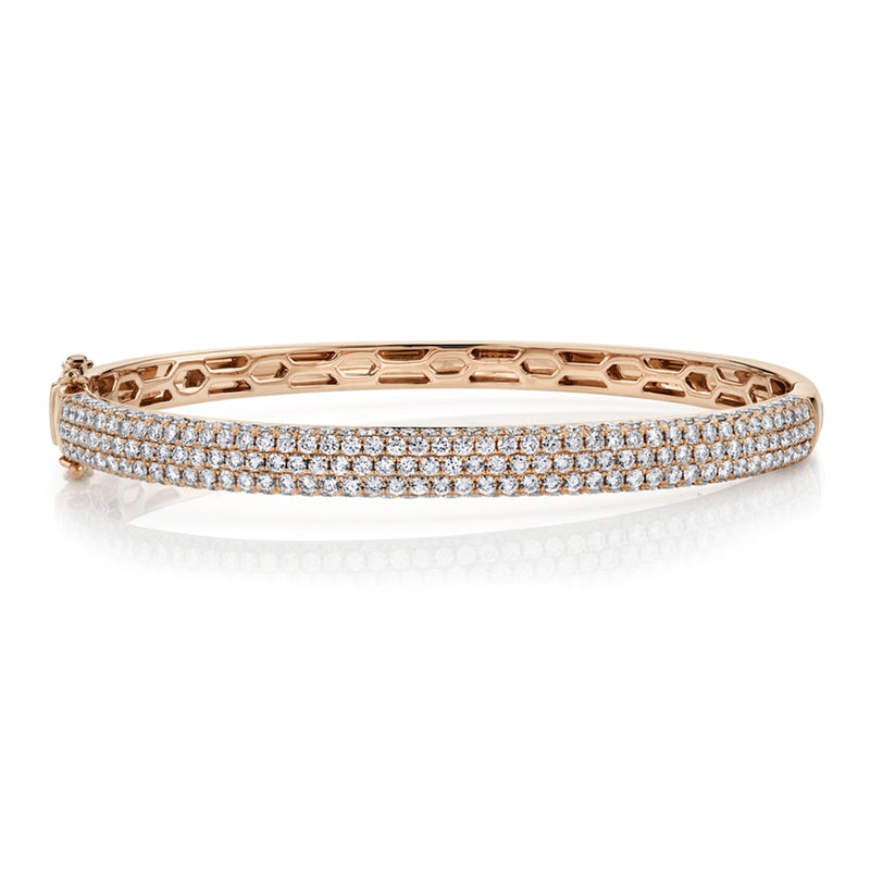 14K Rose Gold Diamond Pave Thin Bangle-Bangles-Maurice's Jewelers-ROSE GOLD-