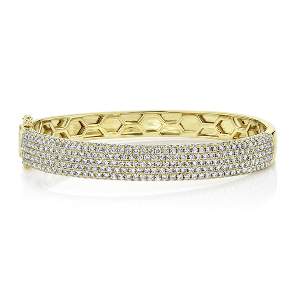 14K Yellow Gold Diamond Pave Thick Bangle