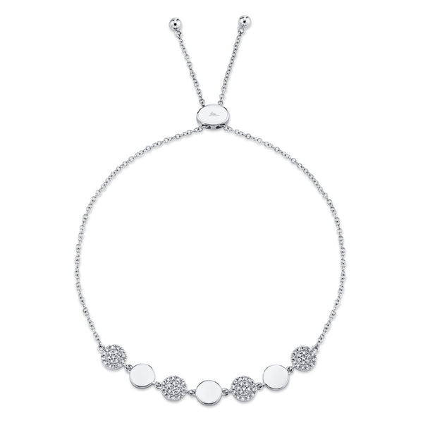 14K White Gold Diamond Pave Circle Bolo Bracelet-Bracelets-Maurice's Jewelers-WHITE GOLD-