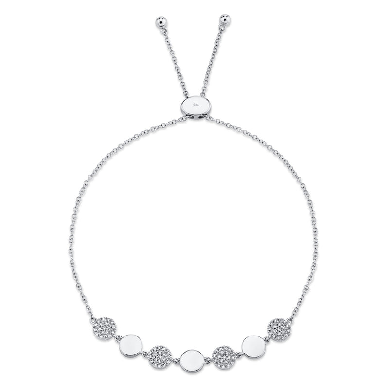 14K Yellow Gold Diamond Pave Circle Bolo Bracelet-Bracelets-Maurice's Jewelers-WHITE GOLD-