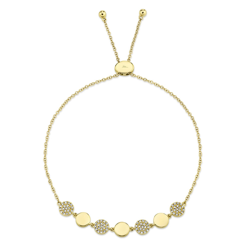 14K Yellow Gold Diamond Pave Circle Bolo Bracelet-Bracelets-Maurice's Jewelers-YELLOW GOLD-