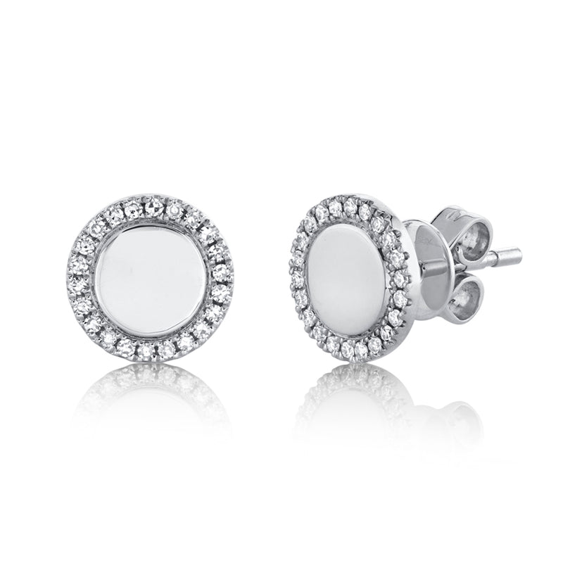 14K Yellow Gold Diamond High Polish Disc Stud Earring-EARRINGS-Maurice's Jewelers-WHITE GOLD-