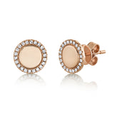 14K White Gold Diamond High Polish Disc Stud Earring