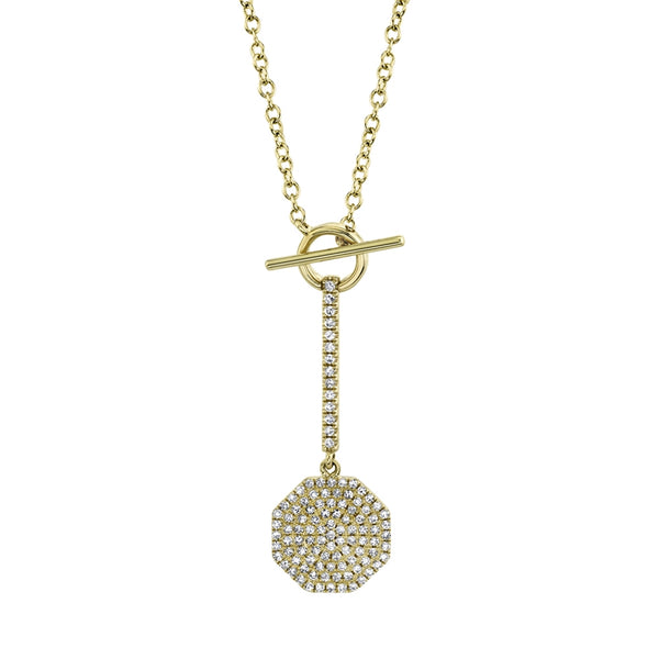 14k Yellow Gold Diamond Pave Octagon Lariat Necklace-Necklaces-Maurice's Jewelers-