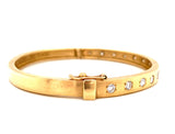 14K Yellow Gold Diamond Satin Finish Hinged Bangle-Bracelets-MWI Jewelry-